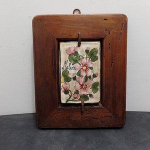 Saca Castelli "Malva" Tile In Rustic Wood Frame